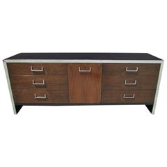 Milo Baughman Style Black Lacquer and Rosewood Dresser, Mid-Century Modern