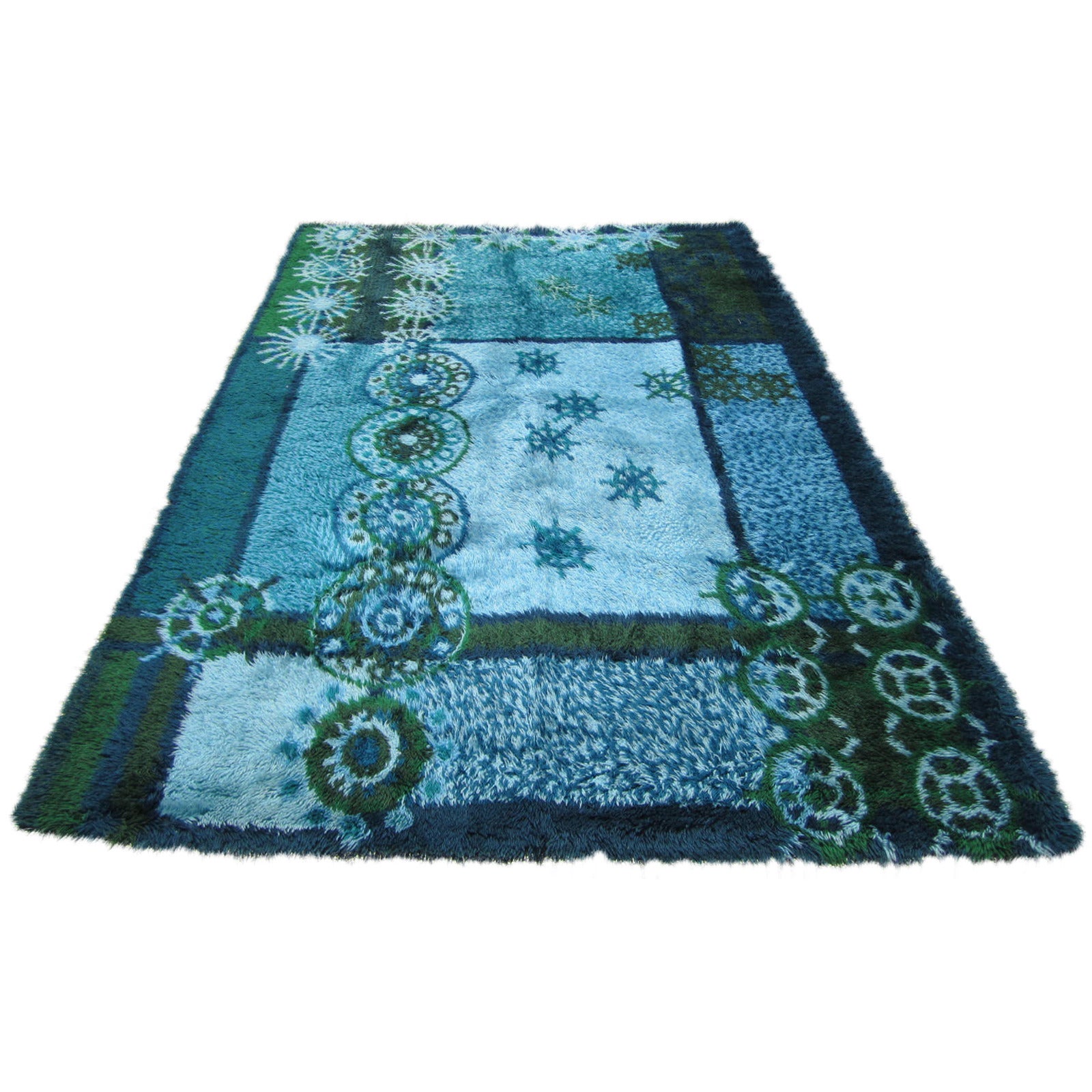 Xl Abstract Vintage Scandinavian Rya Rug Mid-Century Modern at 1stDibs