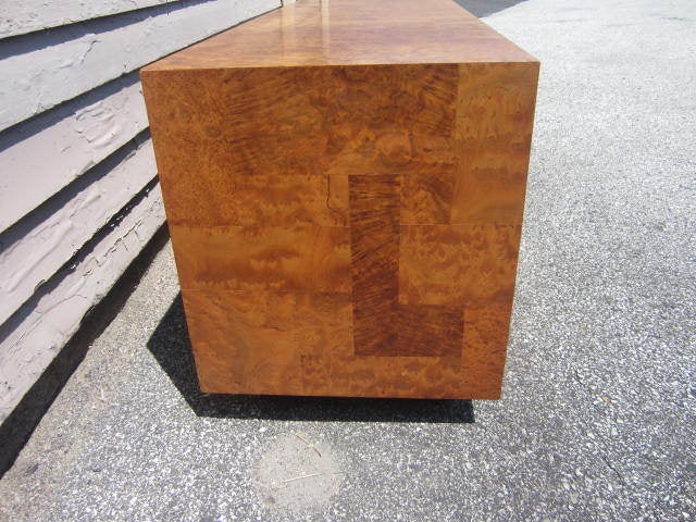 Mid-Century Modern Paul Evans Burled Patchwork Cityscape Credenza Directional