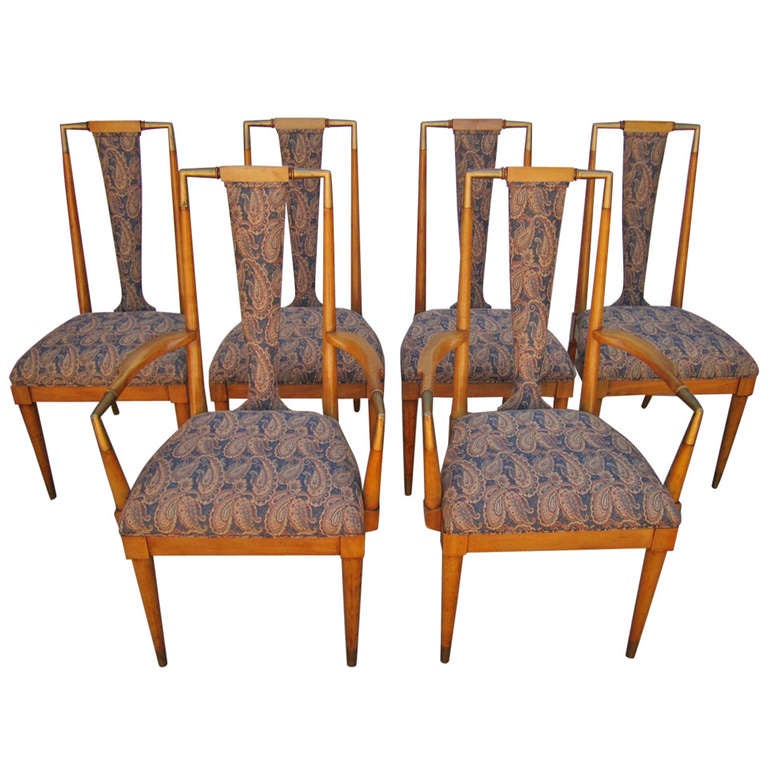 Rare ensemble de 6 chaises de salle à manger Bert England « Collection tendance avant-gardiste »