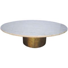 Silas Seandel Style Solid Brass and Marble Coffee Table Mid-century Modern