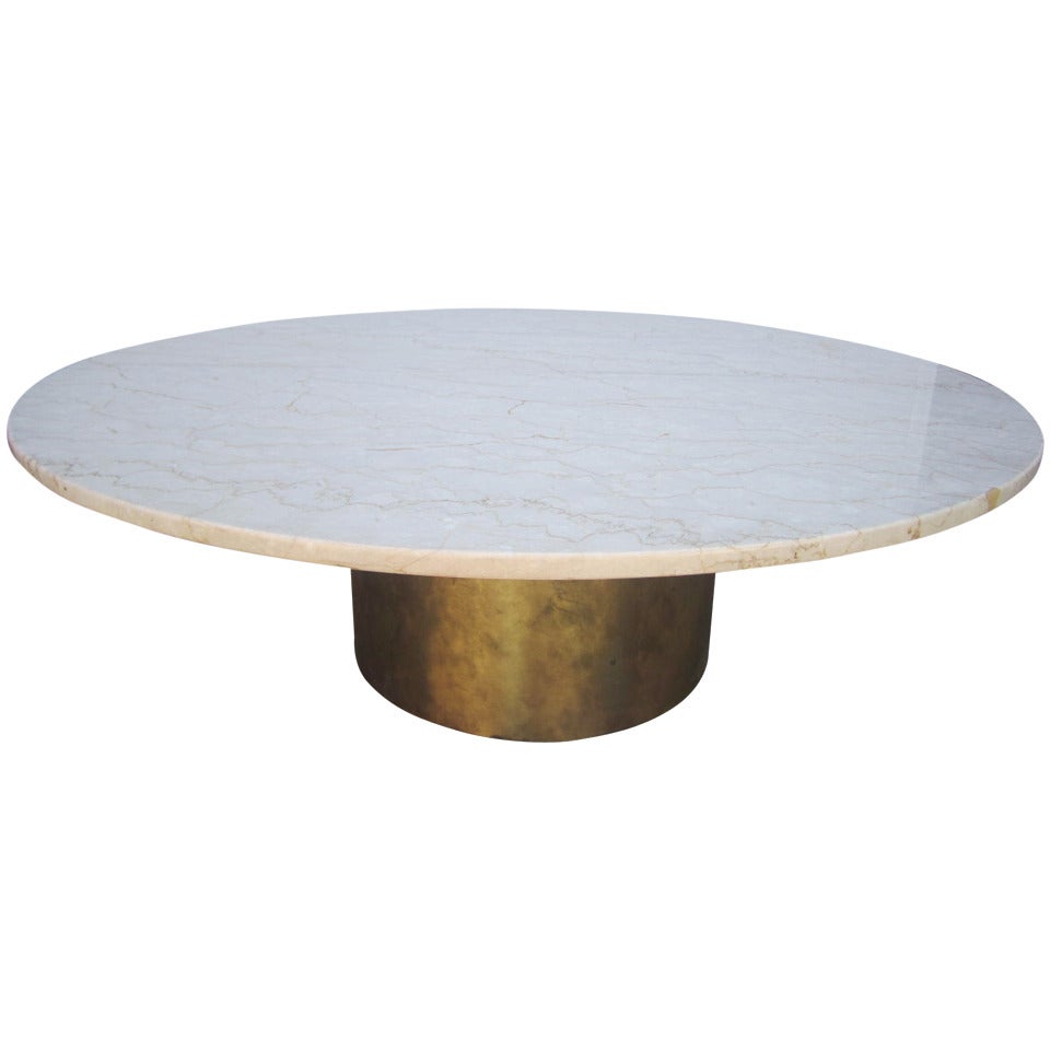 Silas Seandel Style Solid Brass and Marble Coffee Table Mid-century Modern