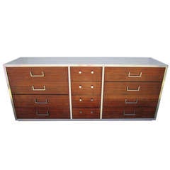 Handsome Milo Baughman Style Rosewood and Chrome Credenza Mid-century Modern