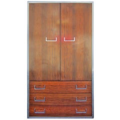 Handsome MIlo Baughman style Rosewood and Chrome Tall Dresser Mid-century Modern 1