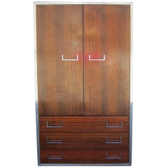 Retro Handsome Milo Baughman Style Rosewood and Chrome Tall Dresser Mid-century Modern