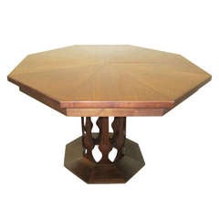 Probber Style Walnut Octagon Extension Table 2 Leaves Mid-century Modern
