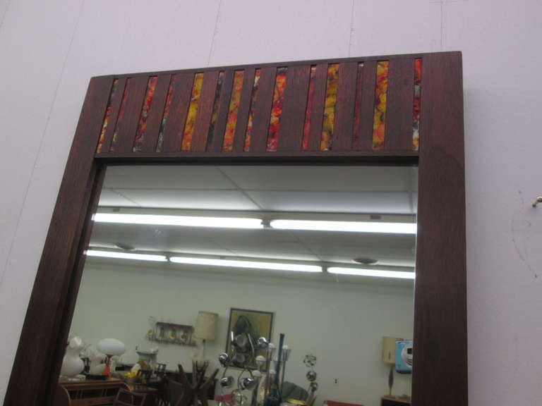 Stunning and Rare Harris Strong Tile Mirror with Shelf Mid-century Modern 1