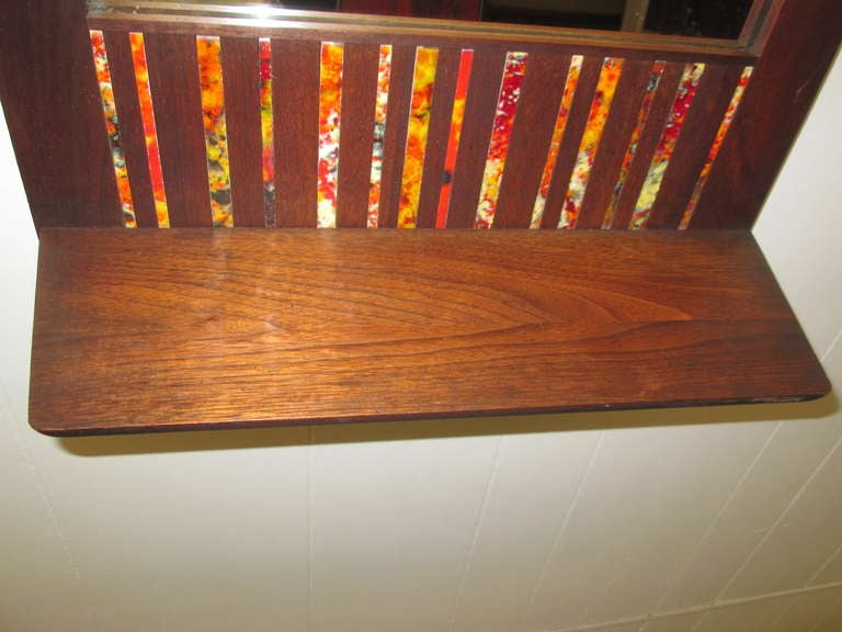 Stunning and Rare Harris Strong Tile Mirror with Shelf Mid-century Modern In Good Condition In Pemberton, NJ