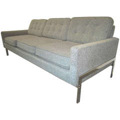 Stunning Milo Baughman Chrome Flat Bar Three-Seater Sofa Mid-Century Modern