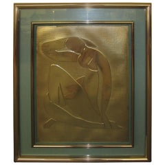 Ravissante tenture murale en or gaufré métallique d
inspiration Matisse