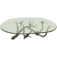 Large and Heavy Bronze Tree Birds Coffee Table in the Manner of Giacometti
