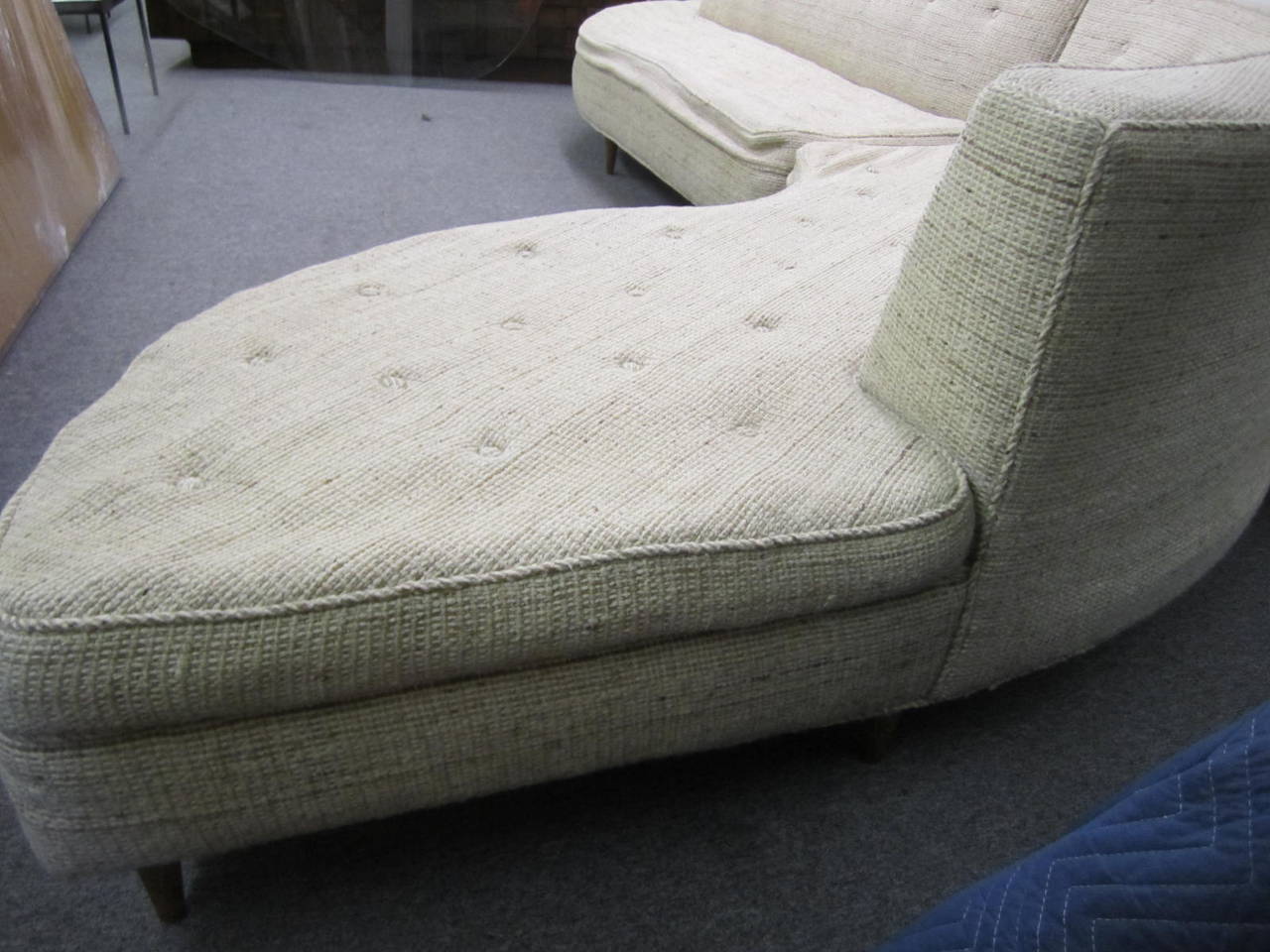 Walnut Stunning Serpentine Two-Piece Sectional Sofa, Mid-Century Modern