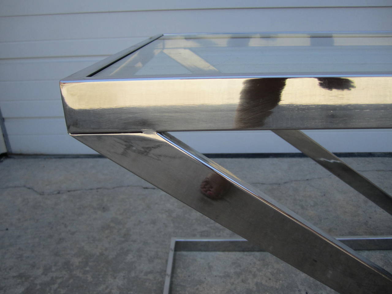 Terrific Milo Baughman Attributed Chrome Z End Side Table, Mid-Century Modern In Good Condition For Sale In Pemberton, NJ