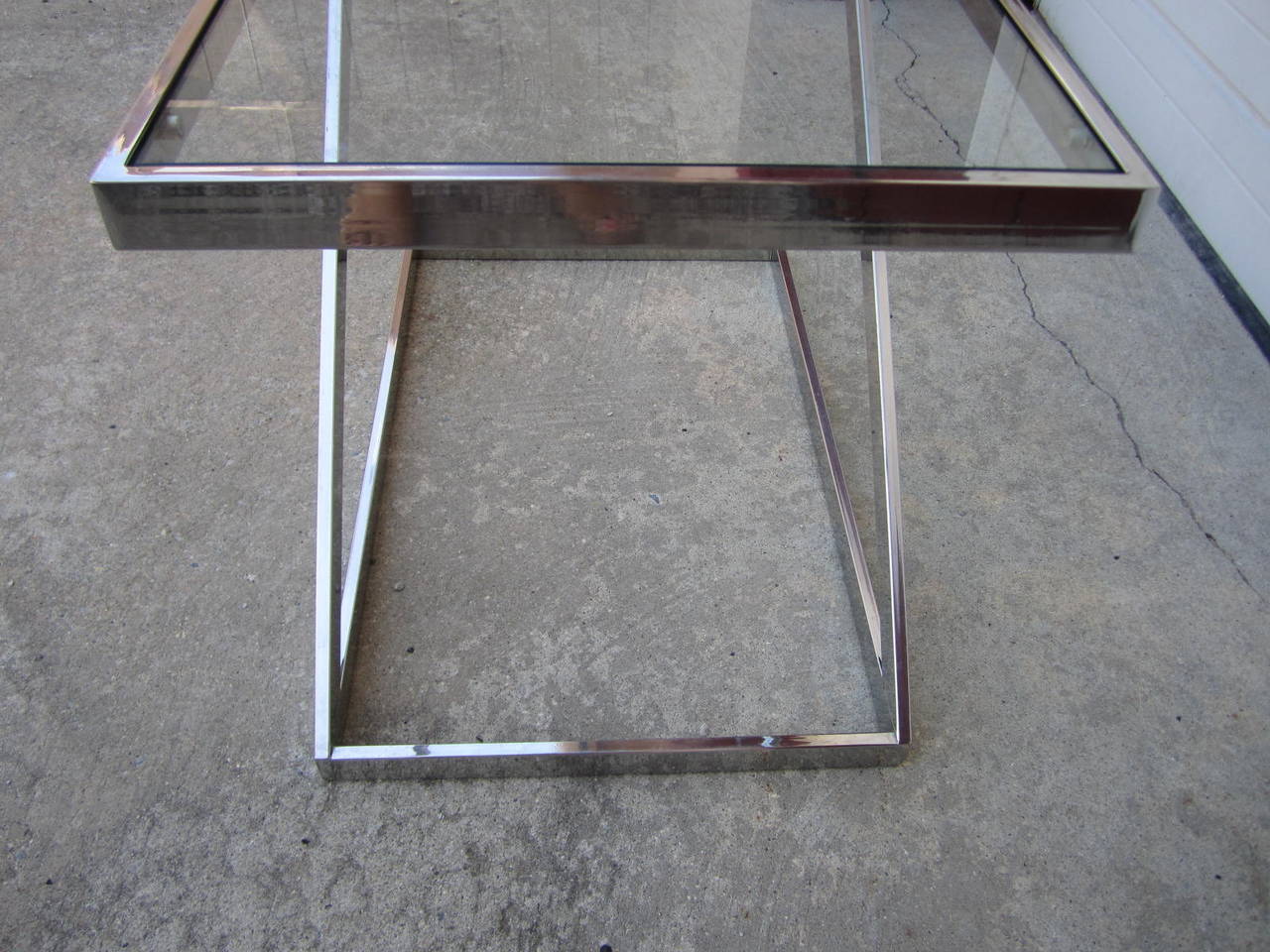 Terrific Milo Baughman Attributed Chrome Z End Side Table, Mid-Century Modern For Sale 5