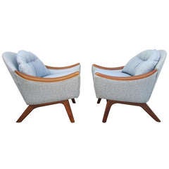 Fabulous Pair of Adrian Pearsall Walnut Scoop Chairs Mid-century Modern