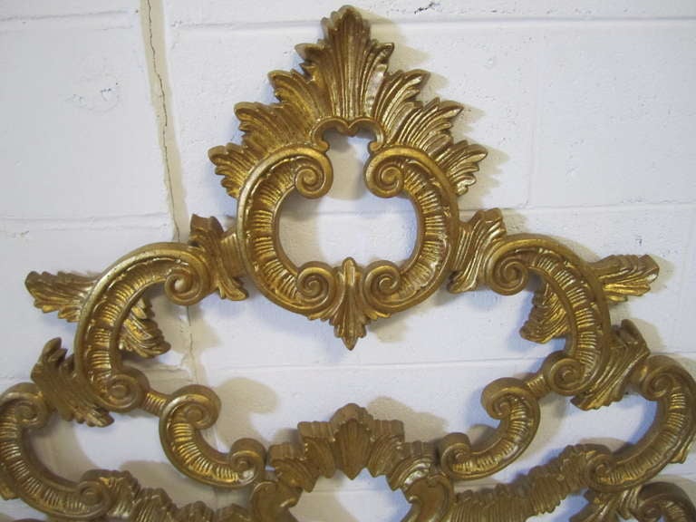Amazing Pair of Gilded Gold Cast Iron Headboards Hollywood Regency at