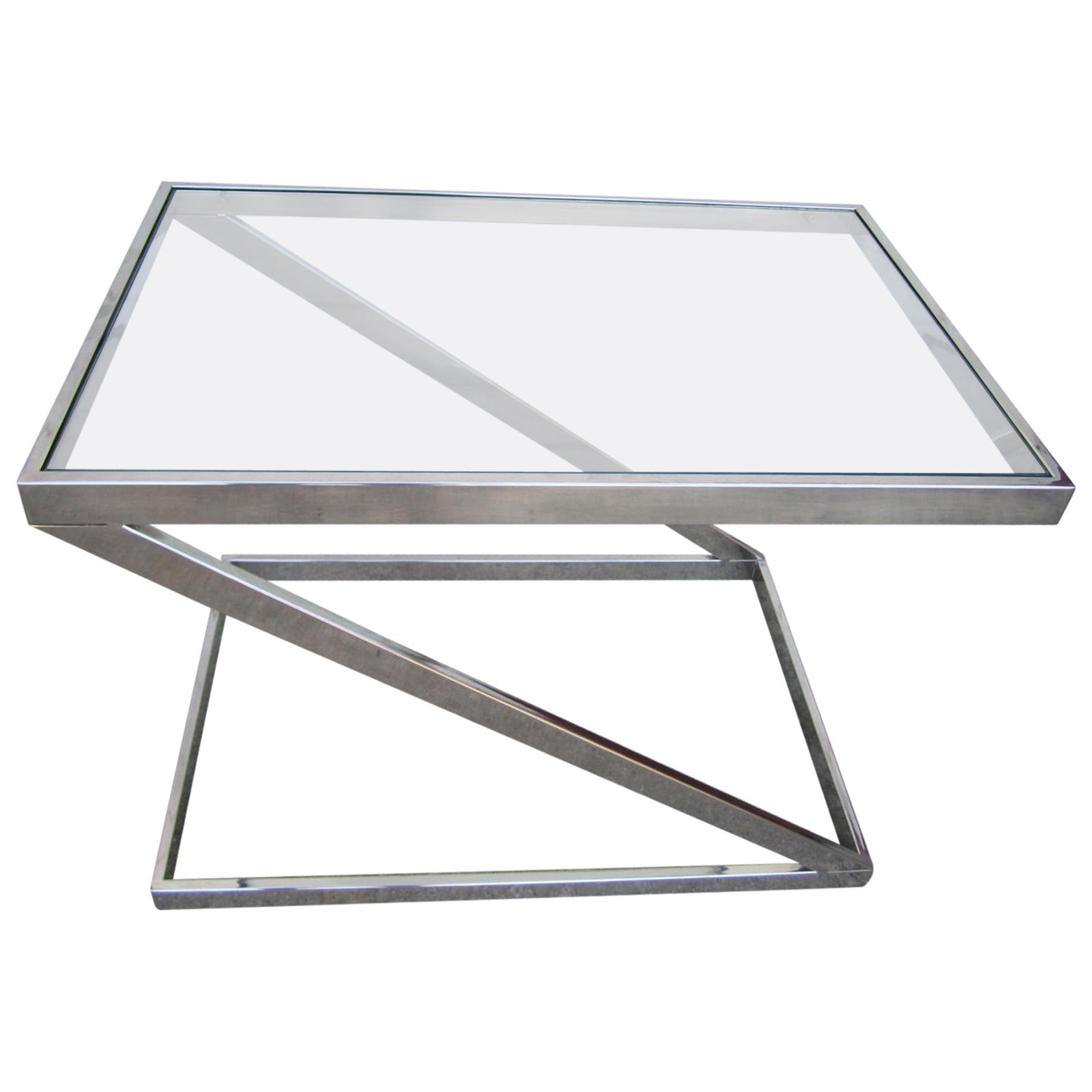 Terrific Milo Baughman Attributed Chrome Z End Side Table, Mid-Century Modern