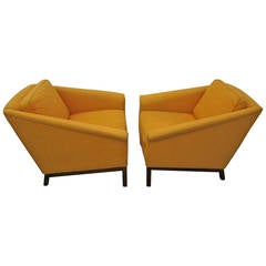 Vintage Fantastic Probber Style Angular Arm Lounge Chairs, Mid-Century Modern