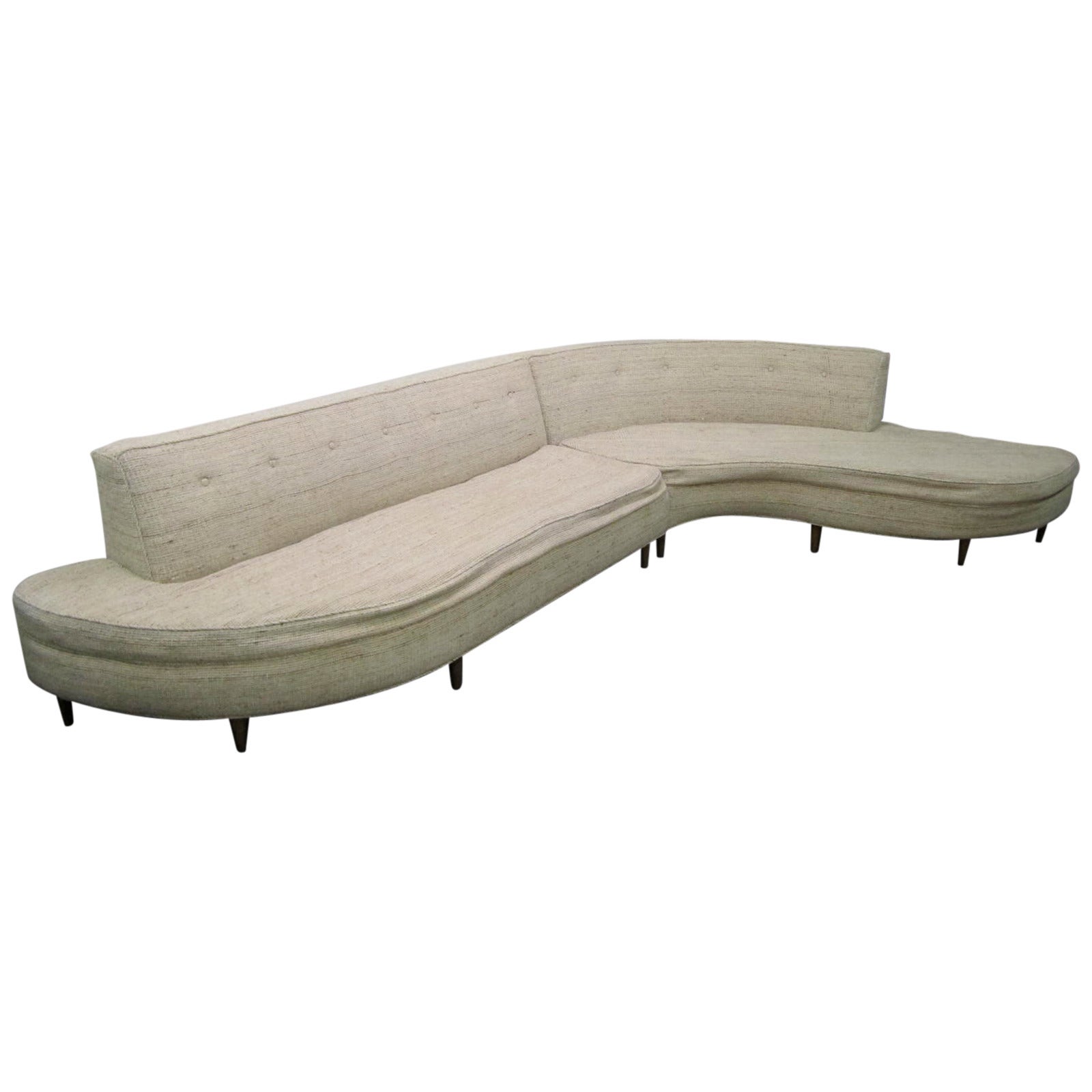Stunning Serpentine Two-Piece Sectional Sofa, Mid-Century Modern