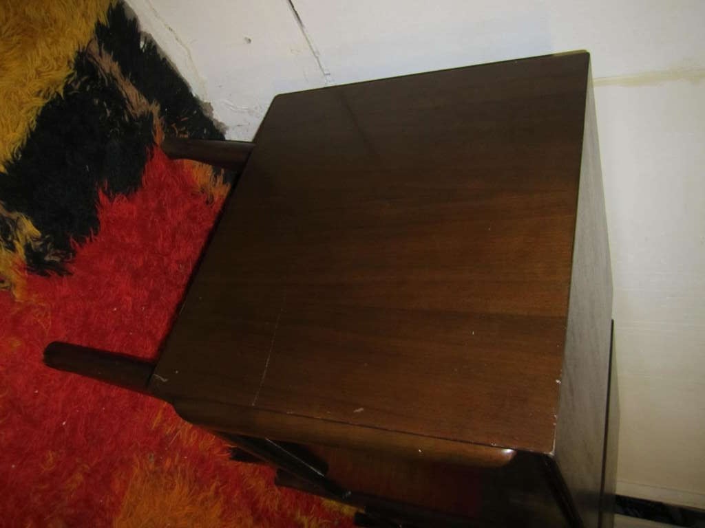 Pair of Danish, Mid-Century Modern Splayed Leg Walnut Night Stands 4