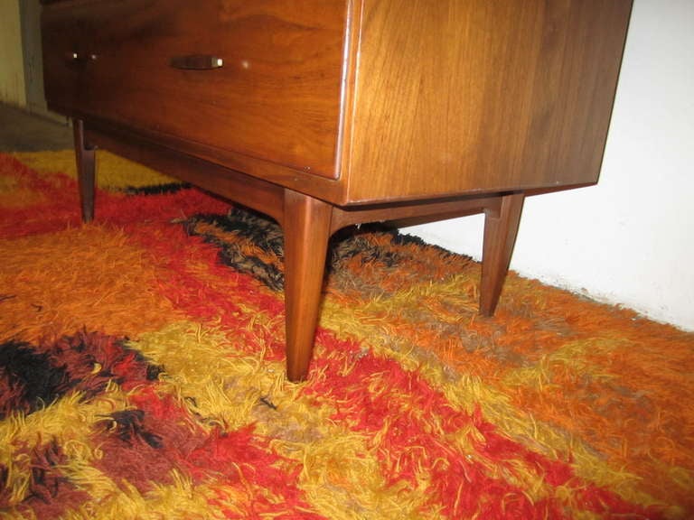 Unusual Walnut Conant Ball Tall Dresser Caned Front Door Mid-century Modern 3