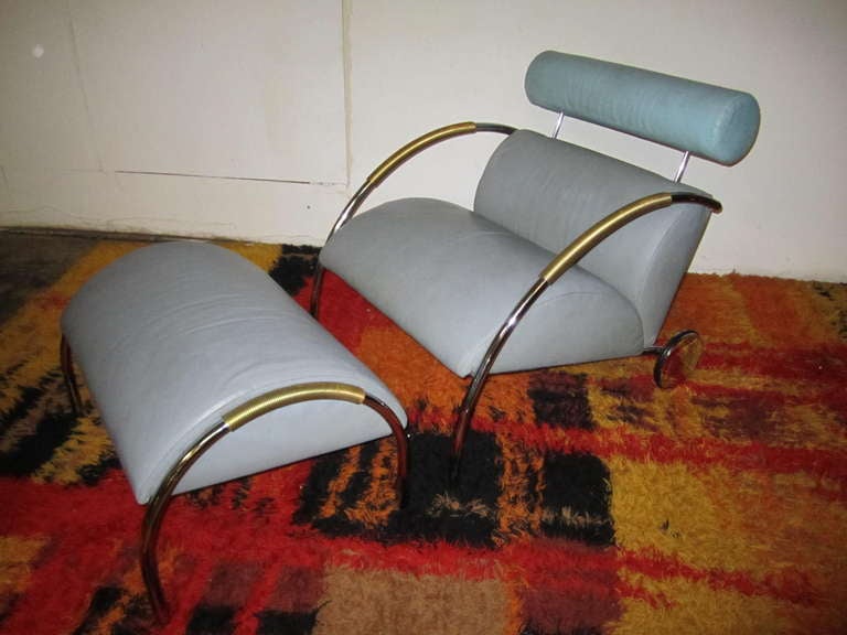 Fabulous Peter Maly Zyklus Chair and Ottoman Grey Leather