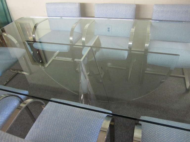 Gorgeous Stainless Steel and Glass Pinnacle Table J.Wade Beam Brueton 1