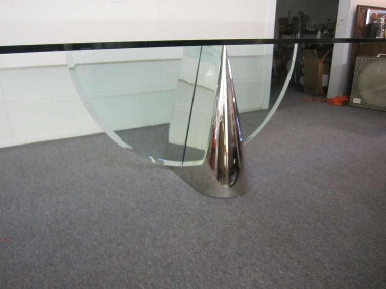 Gorgeous Stainless Steel and Glass Pinnacle Table J.Wade Beam Brueton 4
