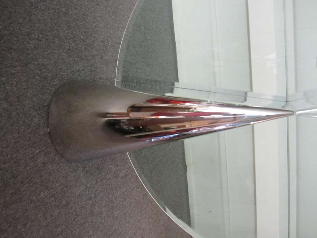 American Gorgeous Stainless Steel and Glass Pinnacle Table J.Wade Beam Brueton