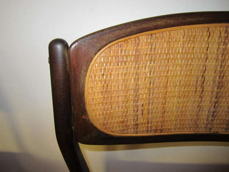 Mid-Century Modern Set of 6 Danish Modern Selig Walnut Caned Back Dining Chairs