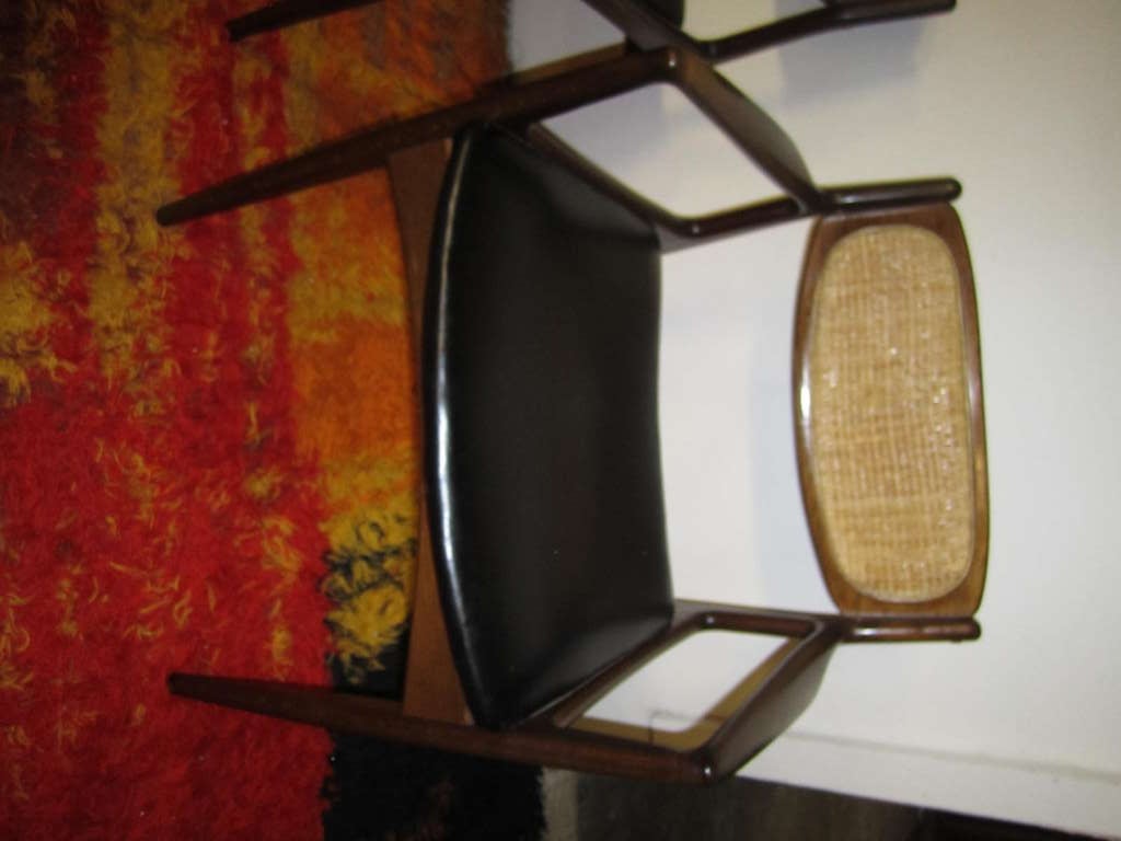 Mid-20th Century Set of 6 Danish Modern Selig Walnut Caned Back Dining Chairs