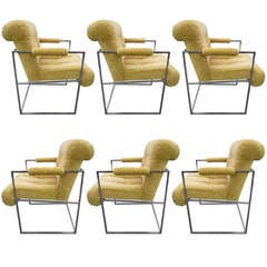 Set of 6 Milo Baughman Chrome Dining Arm Chairs Thayer Coggin Mid-century Modern