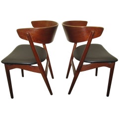 Modernes dänisches Paar Esszimmerstühle aus Bugholz und Teakholz