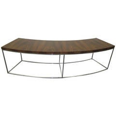 Milo Baughman Rosewood and Chrome Curved Bench or Table