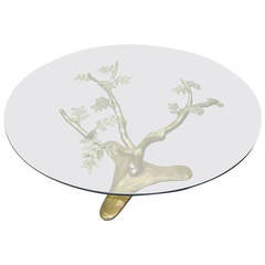 Stunning Brass Tree Sculpture Coffee Table in the Style of Willy Daro 5
