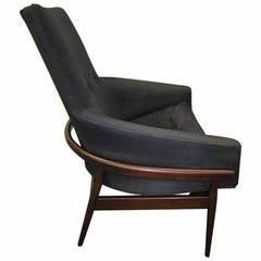Gorgeous Milo Baughman Barrel Back Walnut Lounge Chair Mid-century Modern