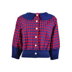 Chanel SS13 Runway Red & Blue Knit Cardigan Jacket