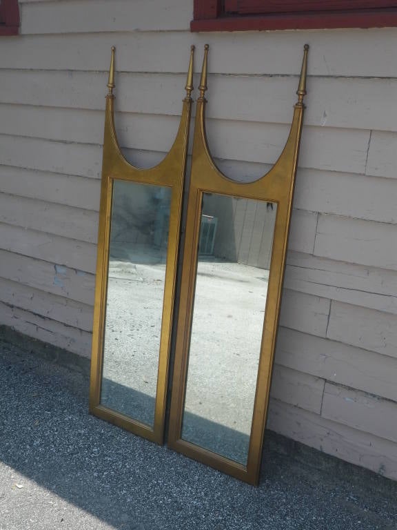 Pair Of Gilded Gold Designer Mirrors Regency Hollywood Modern 4