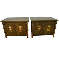 Fantastic Pair Of Burled Mastercraft Night Stand Mid-century Modern 2