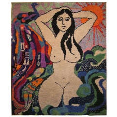 Amazing Large Scale Shag Wall Psychedelic Nude Tapestry Mid-century Modern