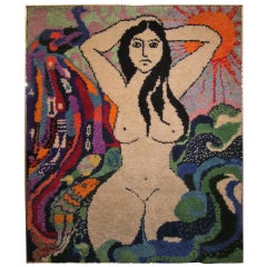 Großer großformatiger Wandteppich in Hautfarbe, Mid-Century Modern, psychedelischer Akt