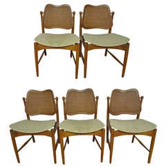 Vintage Set of 5 Teak Danish Modern Dining Chairs Designed by Arne Vodder