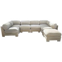 Seven-Piece Milo Baughman Style Directional Sectional Sofa, Mid-Century Modern