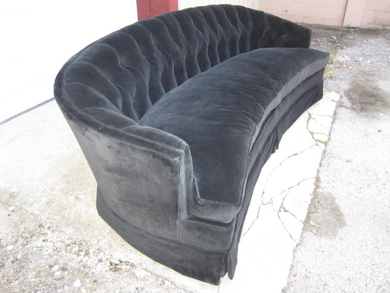 black curved sofa