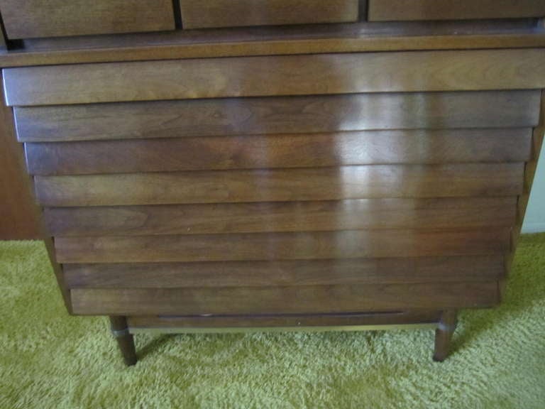 American Martinsville High Boy Walnut Dresser Chest Mid-century Modern For Sale 1