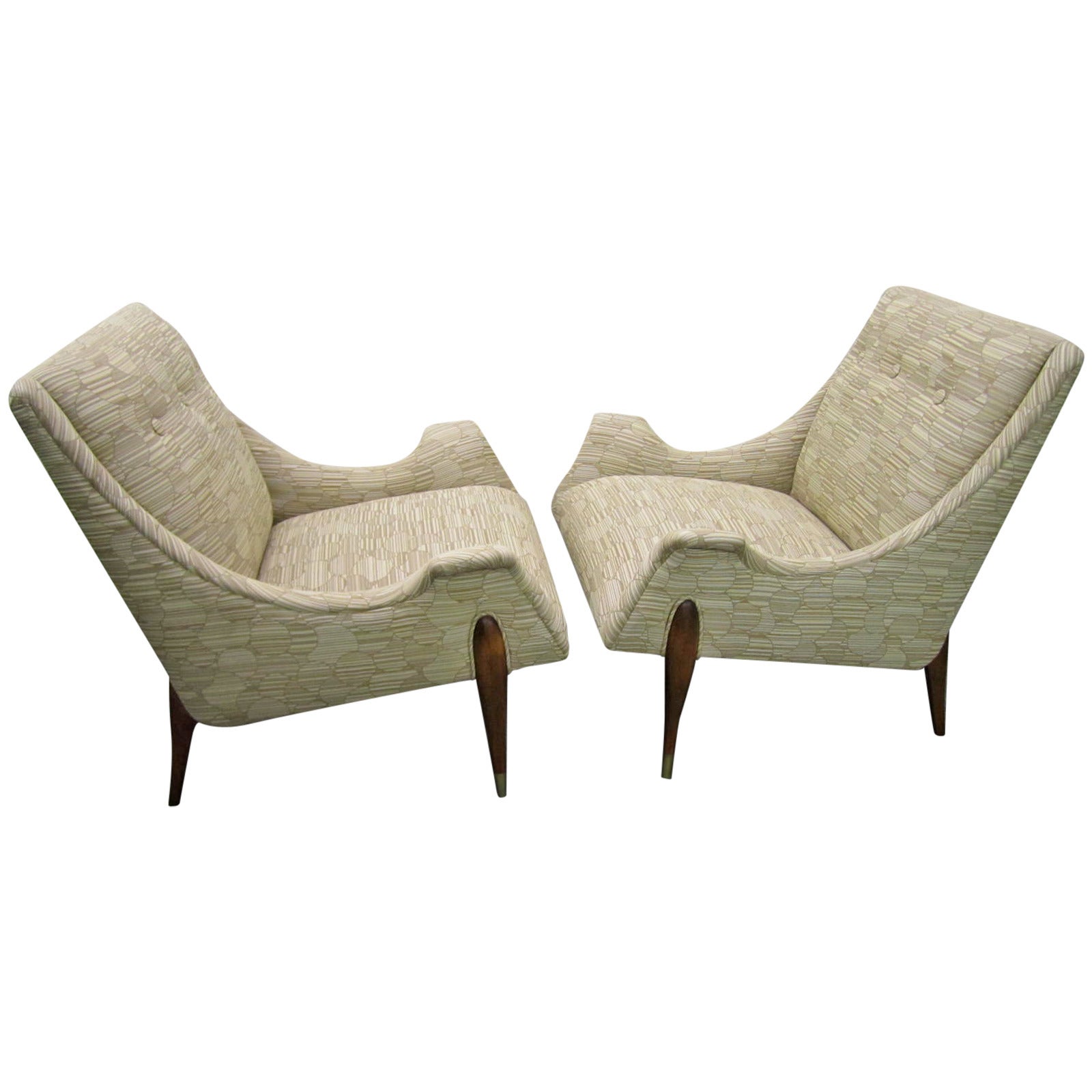 Amazing Pair Gio Ponti style Italian Gull Wing Lounge Chairs Mid-century Modern