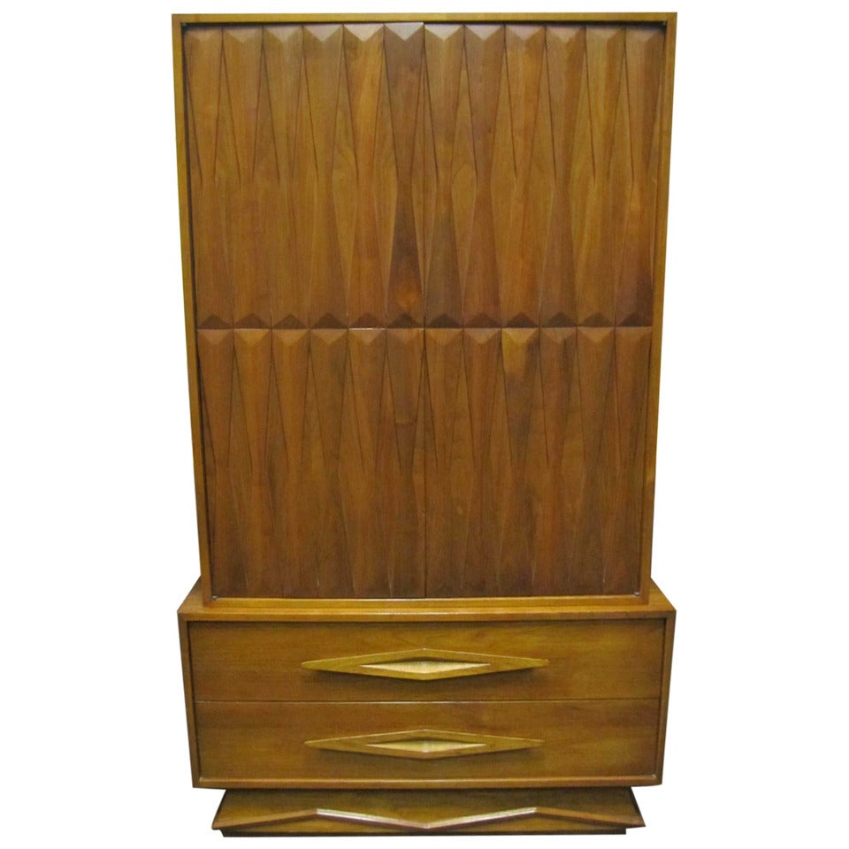 Fabulous Architectural 3 Dimensional Tall Dresser Mid-century Modern