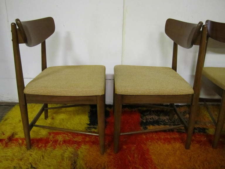 Mid-20th Century Excellent Set 6 American of Martinsville Walnut Dining Chairs Mid-century Modern