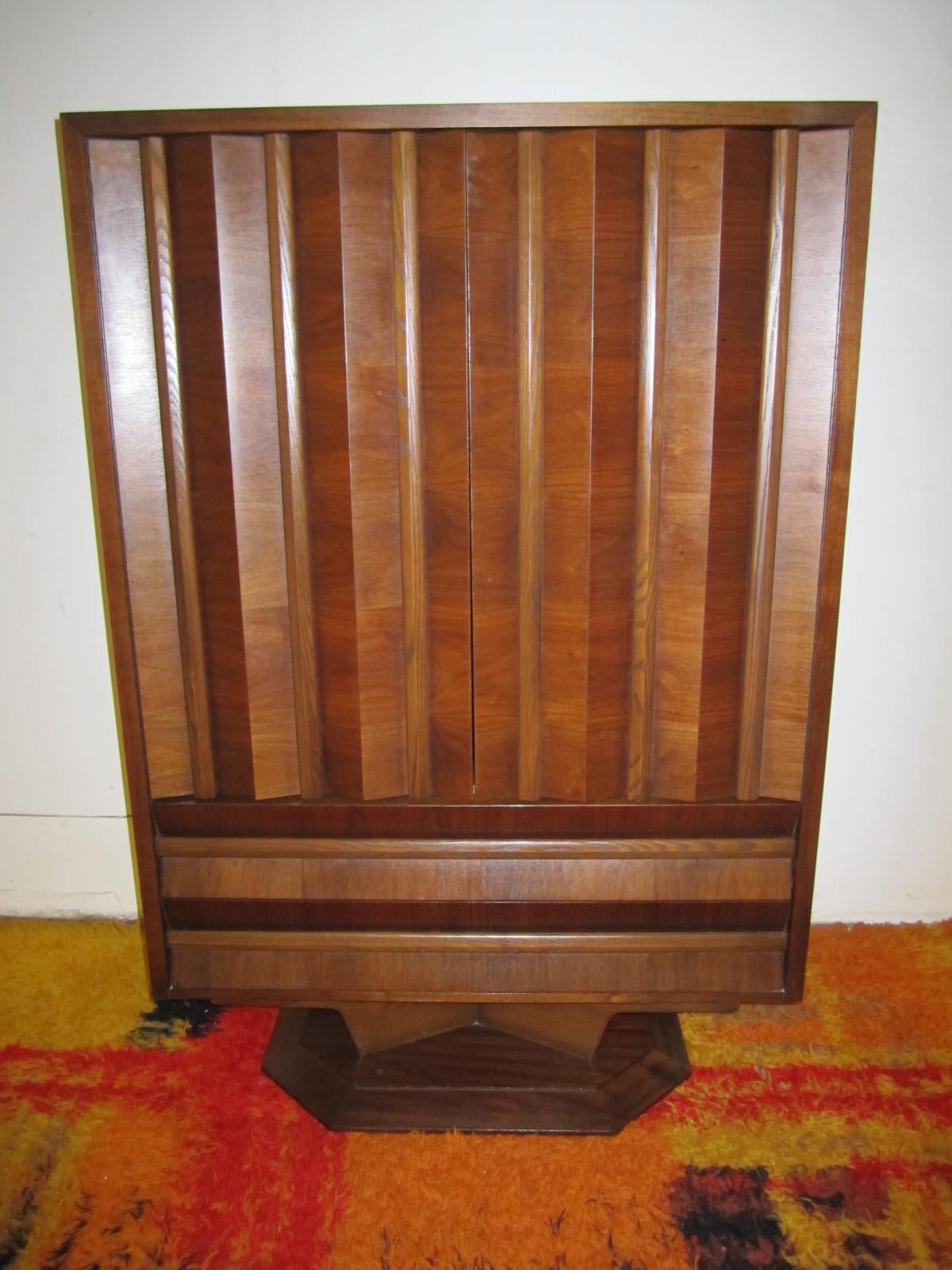 Fabulous Mid-century Modern 3 dimensional Walnut tall Dresser Danish For Sale