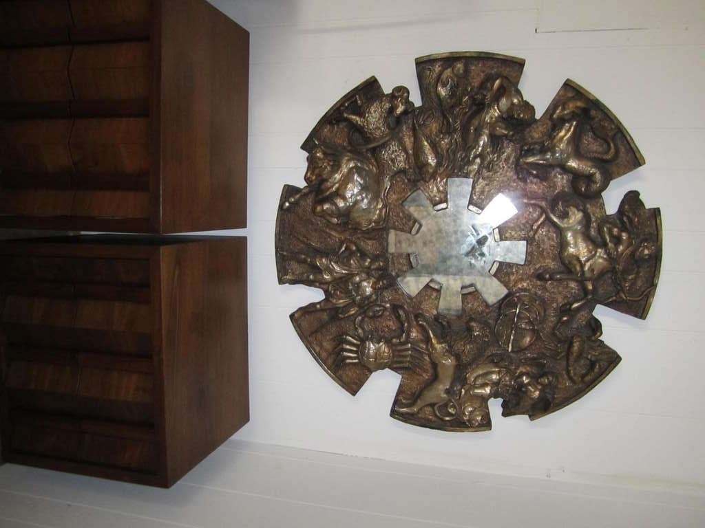 Outrageous Zodiac Mirror in The Brutalist Style Mid-century Modern 3